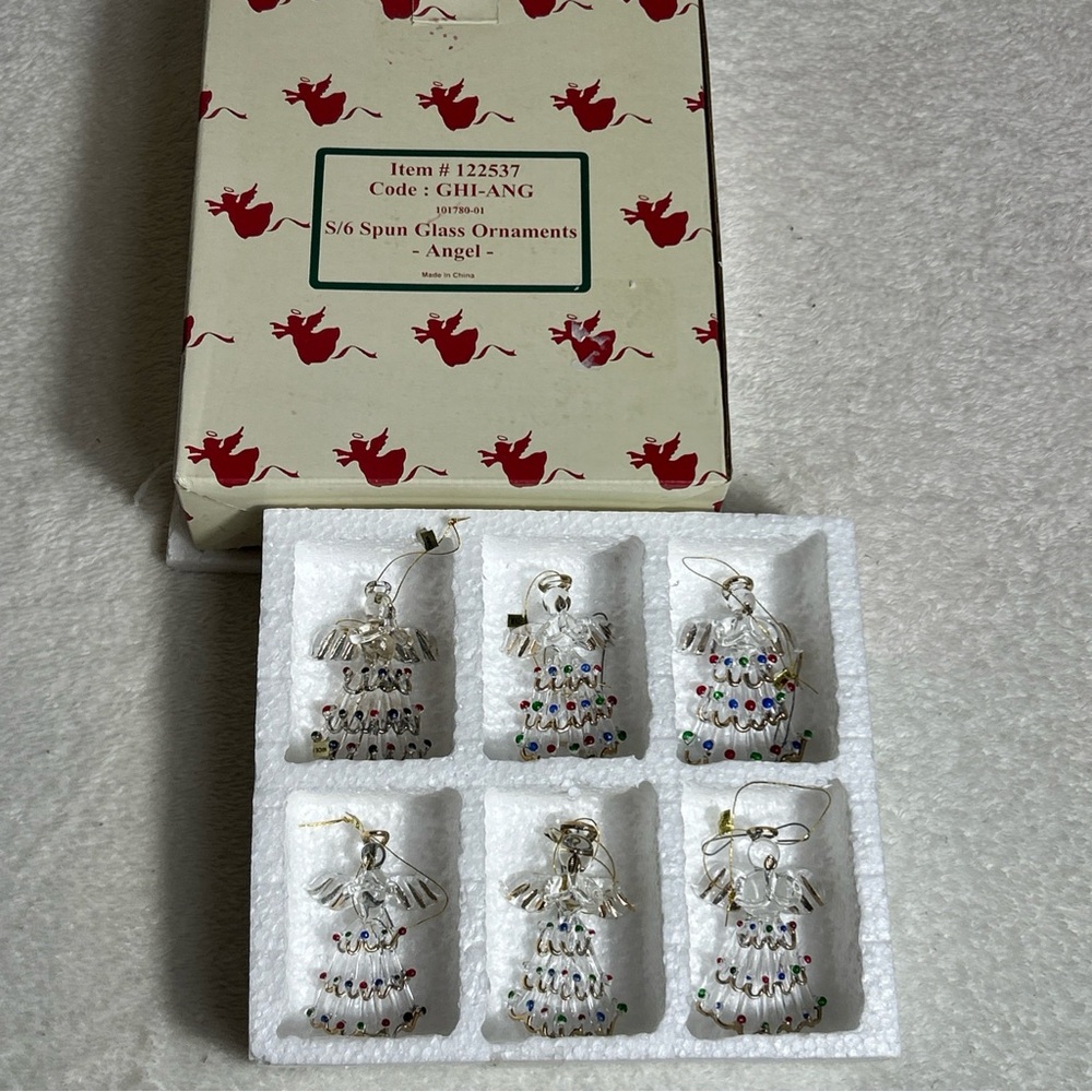 Set of six spun glass Angel ornaments